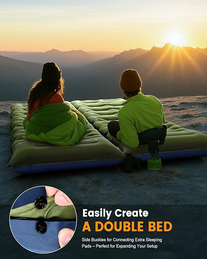 Camping Sleeping Pad,5.9 Inch Thick Camping Mat with Built in Pillow and Foot Pump,Self Inflating Sleeping Pad Ultralight for Camping Backpacking Tent(Green
