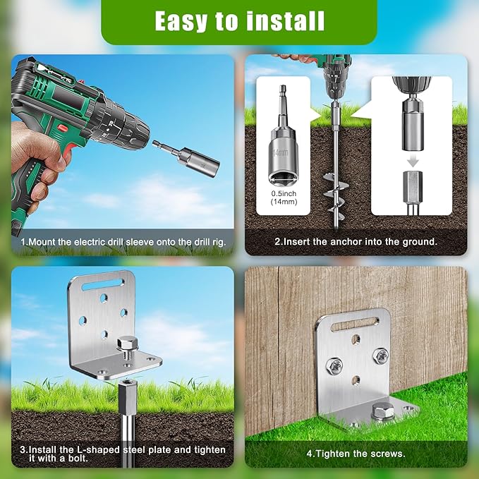 2/4 Pack 18" 30" Ground Anchors Screw in Mobile Home Anchors Kits 2.8" Wide Tapered Spiral Trampoline Earth Anchor Set with L Bracket Swing Set Anchor for Playset, Tent, Shed, Fence, Swingset