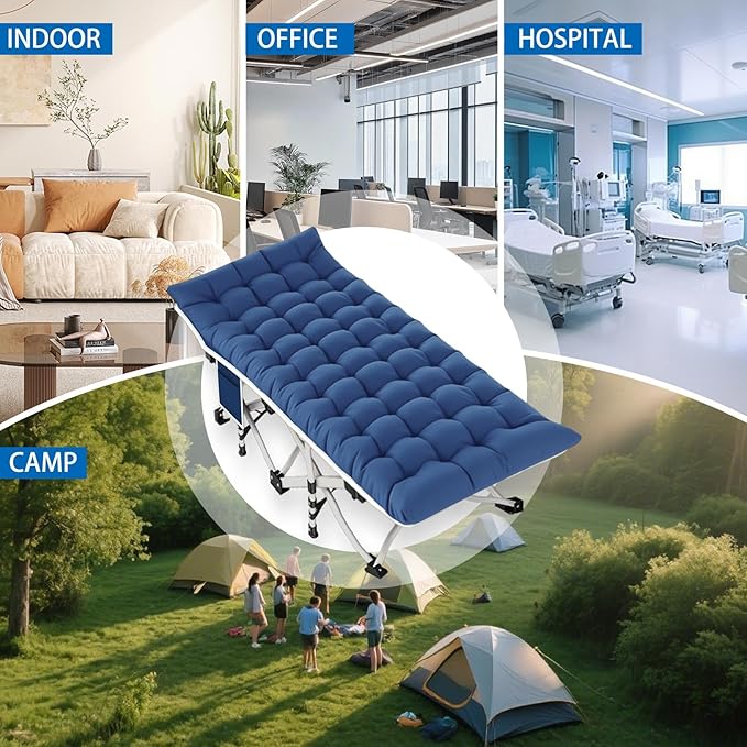 2 Pack Camping Cot with Mattress Comfortable Cot Bed Folding Cot for Adults with Carry Bag Cots for Sleeping Kids Guest Bed Heavy Duty Outdoor Indoor Home
