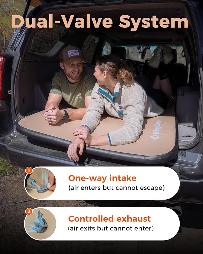 Kingcamp FLEXIREST 5.0 Sleeping Pad for Camping, PVC-Free Air Inflatable High Support Compact Camping Mattress with Pump Sack for Glamping Tent Cot Car Travel, Twin