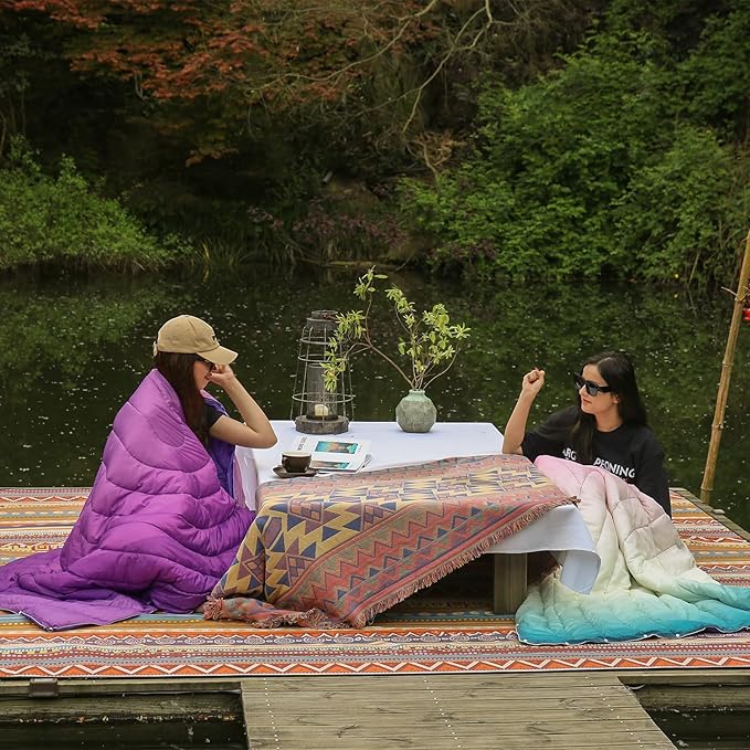 Camping Blanket - Puffy, Lightweight, Packable Outdoor Blanket for Traveling, Stadium, Hiking, Picnics