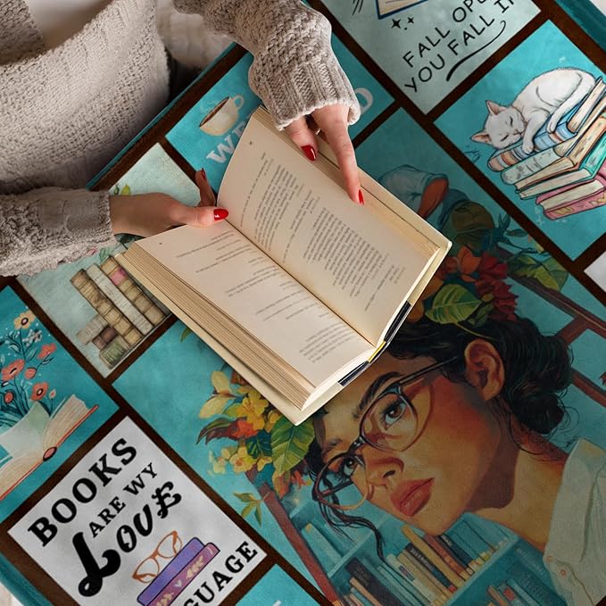 Book Lovers Gifts, Gifts for Readers, Book Club Librarian Bookworm Bookish Reading Throw Blanket 60" X 50"