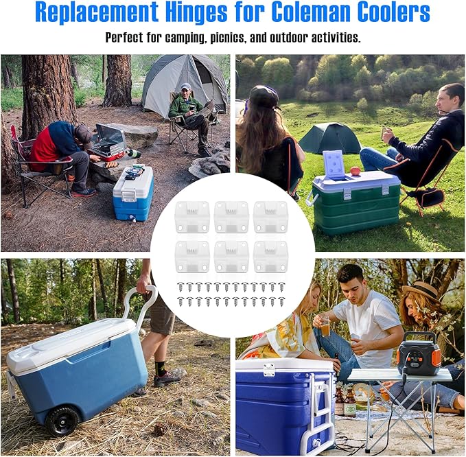 Cooler Hinges Replacement for Coleman Xtreme Cooler Hinges Coleman Ice Chest Hinges, Ice Chest Cooler Parts, for Rubbermaid Cooler Parts, 6 Pack