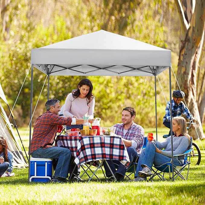 6.6 x 6.6 Ft Pop Up Canopy, 1 Person Instant Setup Canopy Tent with Push Center Lock, 8 Stakes, 4 Ropes & Carrying Bag, Portable Easy Up Gazebo Shelter for Outdoor Camp, Beach, Patio & Party