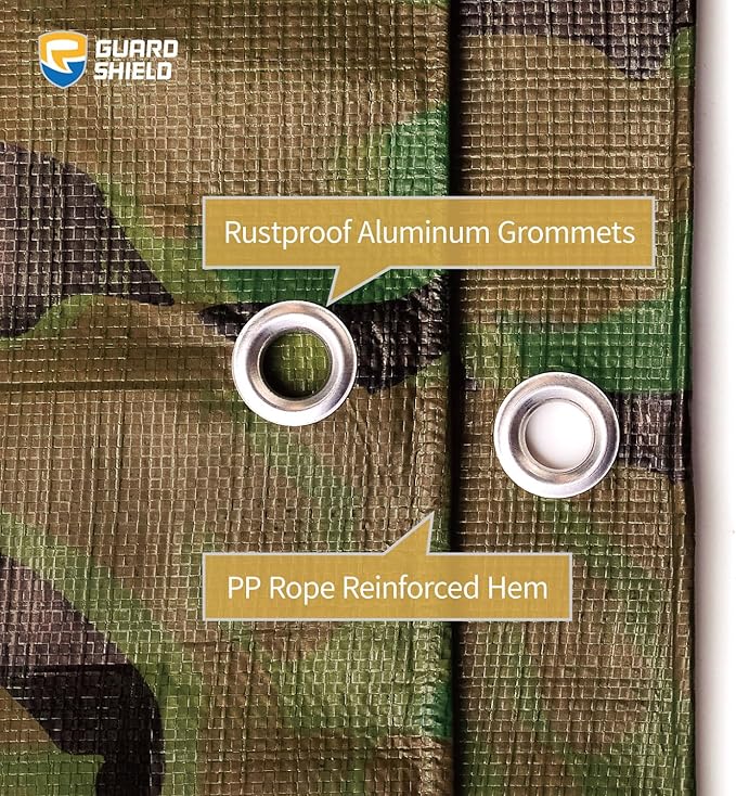 GUARD SHIELD Heavy Duty Camo Tarp Camouflage Tarps Waterproof 10x10 Feet Poly Cover 10mil
