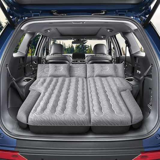 Inflatable SUV Air Mattress Bed Car Mattress for SUV, Double-Sided Flocking Travel Camping Bed, Car Sleeping Mattress for Universal SUV with Air Pump 2 Pillows