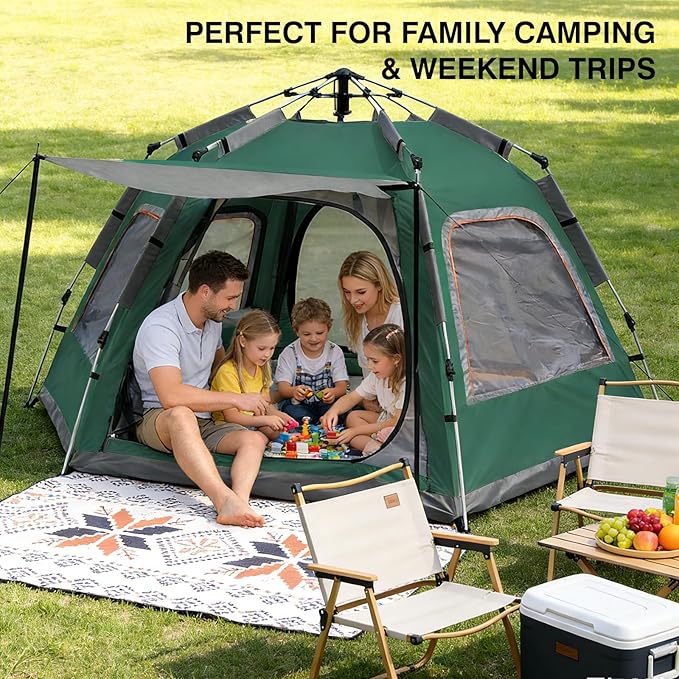 Instant Tent Person - Automatic Pop Up Camping Tent/Silver Coating UV Protection, Waterproof Portable for Backpacking & Camping with Carring Bag(Easy Setup & Fold)