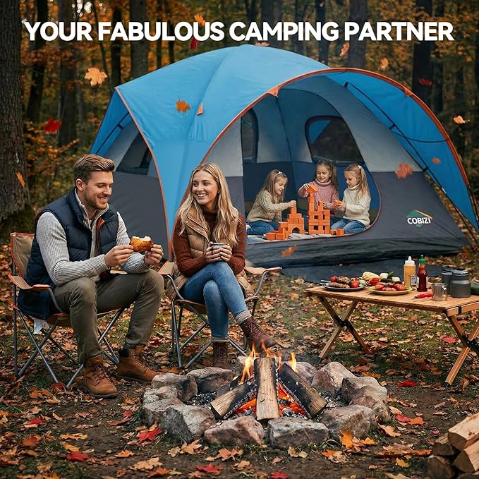 COBIZI 4-6-8-10 Person Camping Tent, Spacious Family Tents for Camping Ideal, Hiking, 3500mm Waterproof Double-Layer Windproof Tent for Hiking & Backpacking
