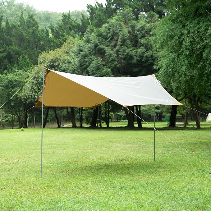 FREE SOLDIER Camping Tarp Waterproof Portable Multifunctional Outdoor Camping Traveling Awning Backpacking Shelter Rain Tarp (Greenish Brown 6 Loop 10×12ft)