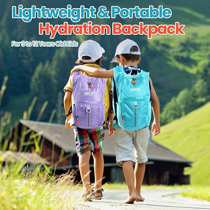 2 Pcs Kids Hydration Backpack with 1.5L Water Bladder Lightweight Kids Hiking Backpack Water Rucksack for Boys Girls Climbing Running