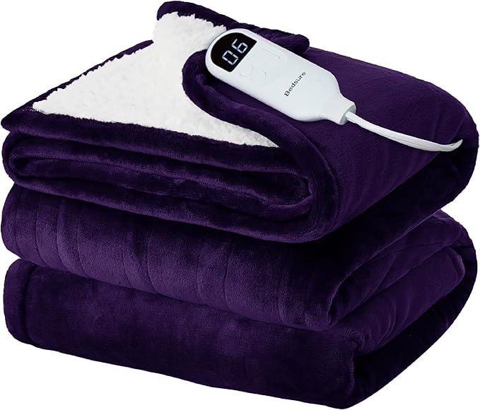 Bedsure Electric Blanket Full Size - Soft Flannel Heated Blanket Full, GentleSoft Fast Heating with 10 Time Settings & 6 Heat Settings, Warm Gift for Grandma (72x84 inches, Purple)