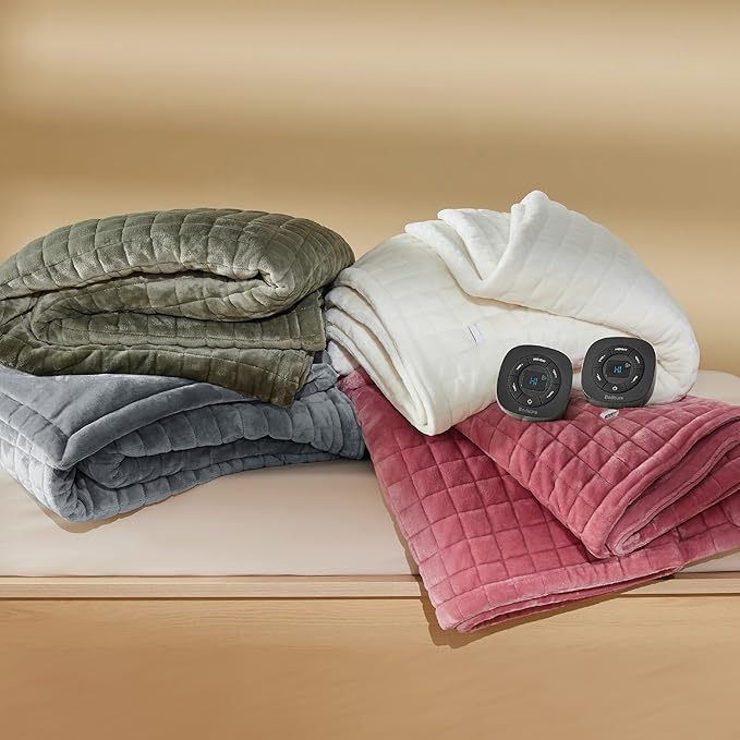 Bedsure Electric Blanket King Size - Dual Control Heated Weighted Blanket King with 10 Heat Settings, Fast Heating with 10 Time Settings (100x90 inches, Formal Gray)