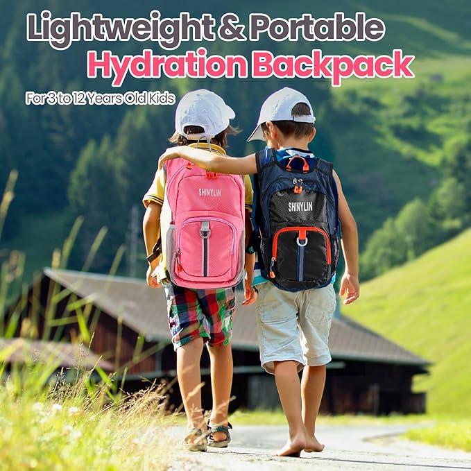 2 Pcs Kids Hydration Backpack with 1.5L Water Bladder Lightweight Kids Hiking Backpack Water Rucksack for Boys Girls Climbing Running