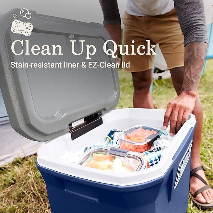Coleman Classic Series Insulated Portable Rolling Cooler with Wheels, Leak-Resistant Outdoor Hard Cooler Keeps Ice up to 5 Days, 65-Quart