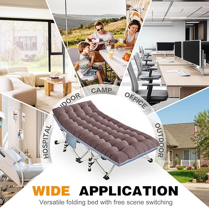 XXL Camping Cots Extra Width Camping Bed with Comfortable Mat 2 Pack Oversize Sleeping Cots for Adults Cots with Carry Bag for Adults Portable Folding Cot Nap Office Vacation Indoor Easy to Set Up