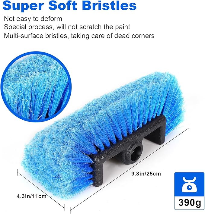 DOBEN Telescoping Car Wash Brush Kit - 4.7 to 24 Feet Carbon Fiber Extension Pole with Ultra Soft Bristle Brush Head - for RV, Truck, Auto, Home, Deck & Siding Cleaning
