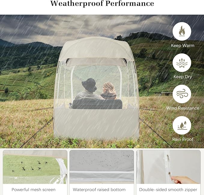Sports Tent, Portable & Foldable Pop Up Tents Shelter with Carry Bag, Instant Weather Proof Clear View Bubble Tent for Fishing, Camping, Watching Sports Events
