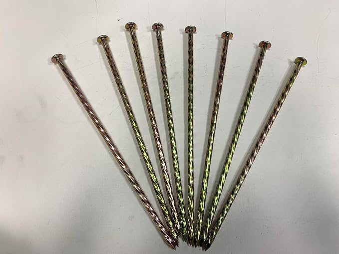 12" Metal Nails, (30 cm) Threaded Galvanized Long Pegs for Paving, Weeds, Lawn, Camping, Building, Carpenter Pegs, Tents, Anchor Pegs, Garden, Clips, 20pcs