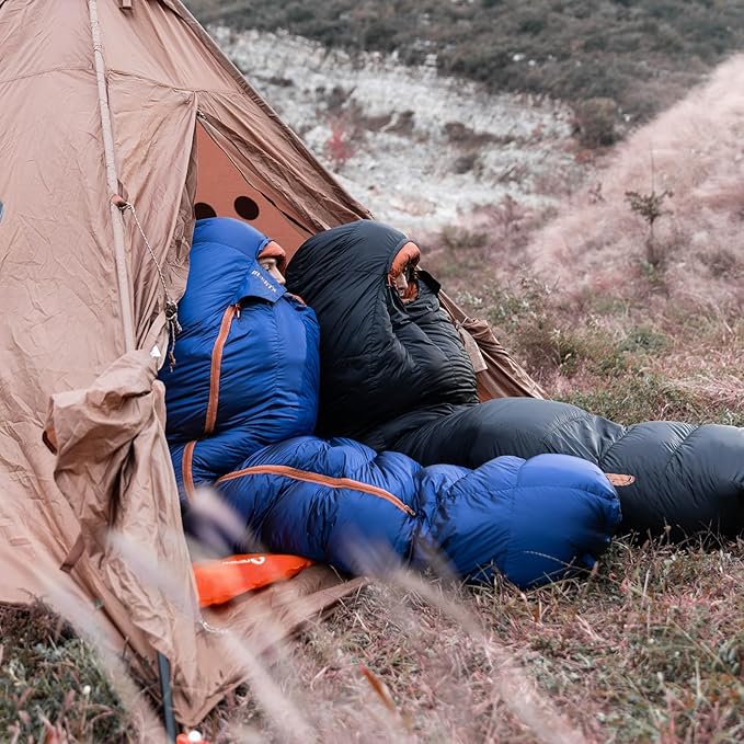 Down Backpacking Sleeping Bag for Cold Weather 32°F to 8°F, XXL Large Ultralight Sleeping Bag Ideal for Adults Camping, Hiking and Backpacking.