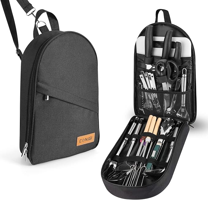 Camping Cookware Storage Bag - Camping Cooking Utensils Set Bag Camping Tool Portable Storage Bag Suitable for Knife, Fork, Spoon, Chopping Board, Chef's Knife,Kitchenware Storage