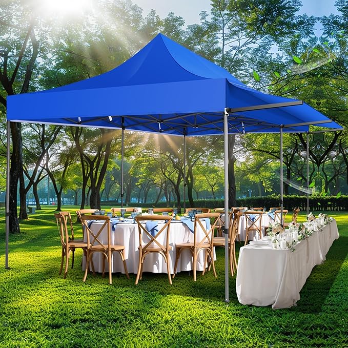 COBIZI 10x20 Pop Up Canopy Tent with Awning,Heavy Duty Canopy UPF 50+ All Season Wind Waterproof Commercial Outdoor Street Vendors Party Tents for Parties Canopy with Roller Bag(10 x 20 ft Blue)