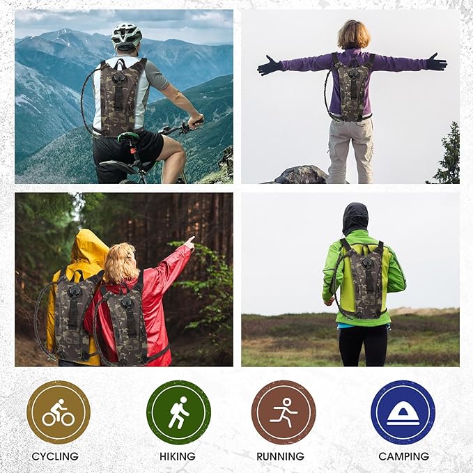 Sanwuta 2 Pcs Hydration Backpack with 3 Liter Water Bladder Tactical Lightweight 17.72 x 7.87 Inch Hydration Pack Backpack Water Backpack Hydration Bag Water Bag for Hiking Running