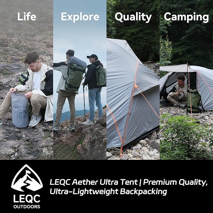2 Person Lightweight Backpacking Tent – 5000mm Waterproof Silicone Nylon, 7001 Aluminum Poles, YKK Zippers, Compact 3-Season Hiking & Camping Tent with Front Vestibule