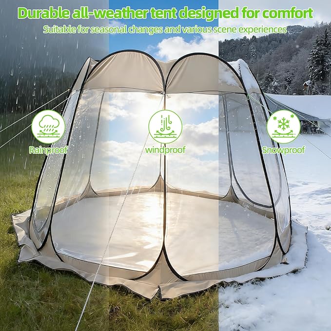 All Weather Sports Tent,Large Outdoor Camping Shelter with Vent Window,Spacious Interior,Ultra Visibility,8 Person Screen House for Party, Backyards,Hiking