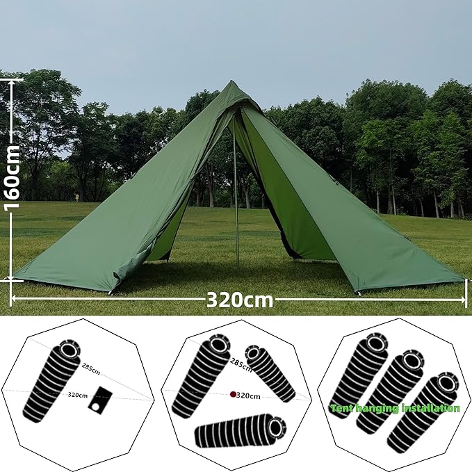 Longeek 2-4 Person Camping Tent 4 Seasons Backpacking Ultralight Easy Up Hot Teepee