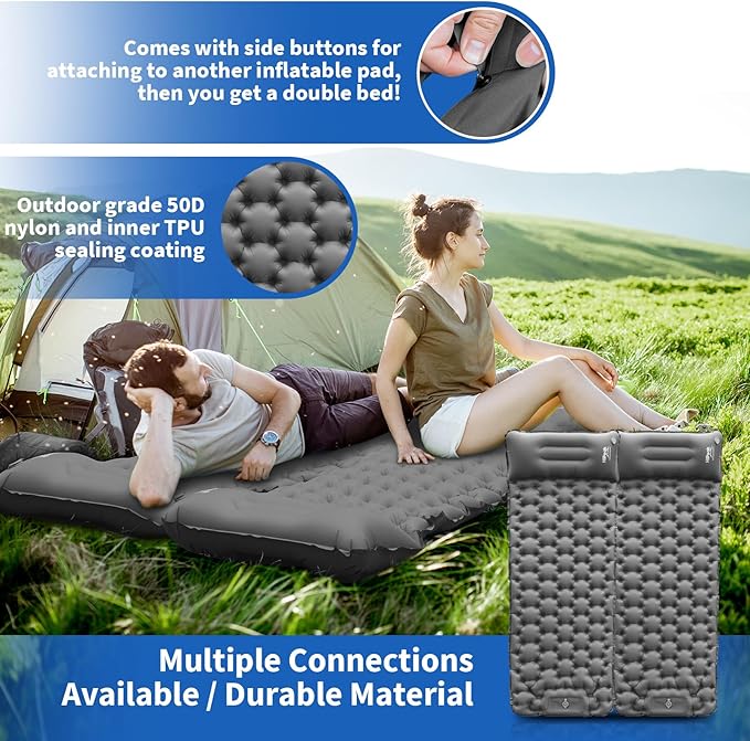 HiiPeak Sleeping Pad for Camping- Ultralight Inflatable Sleeping Mat with Built-in Foot Pump & Pillow, Upgraded Compact Camping Air Mattress for Camping, Backpacking, Hiking