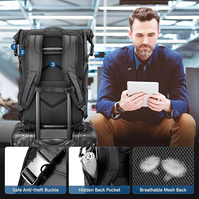Kingsons Travel Laptop Backpack,Anti Theft Business Backpack for Men Womens Lightweight Waterproof Backpacks Computer Bag Fits 15.6 Inch Laptop and Notebook