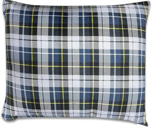 REDCAMP Small Camping Pillow Lightweight and Compressible, Flannel Travel Pillow with Removable Pillow Cover (Square Blue and Grey)