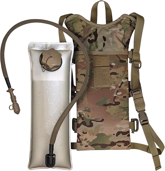 Multicam MOLLE Hydration Carrier – Holds 3-Liter Water Bladder – Tactical Military Backpack for Hiking, Biking, Camping, and Outdoor Use