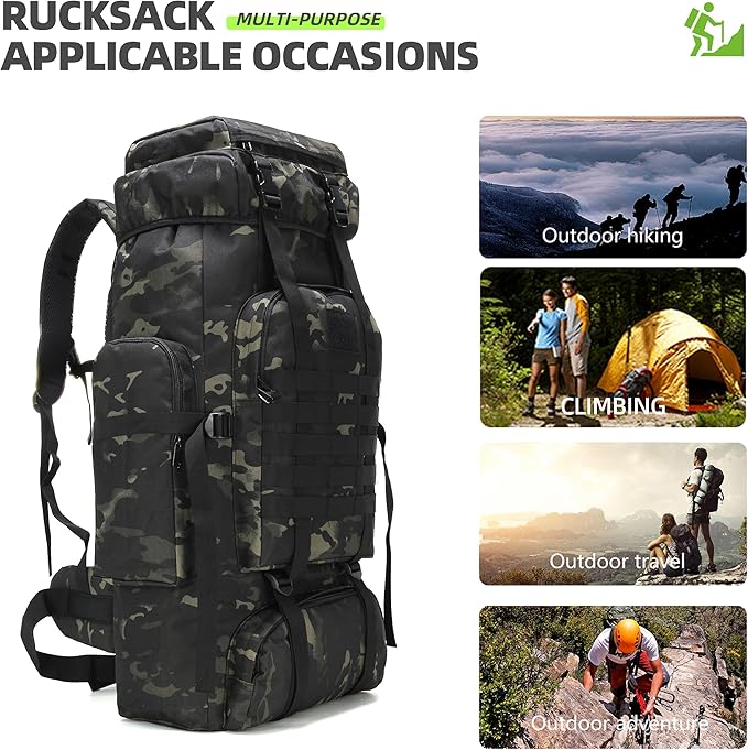 King'sGuard 70L Camping Hiking Backpack for Men Women Large Military Tactical Backpack Molle Rucksack Backpack for Outdoor