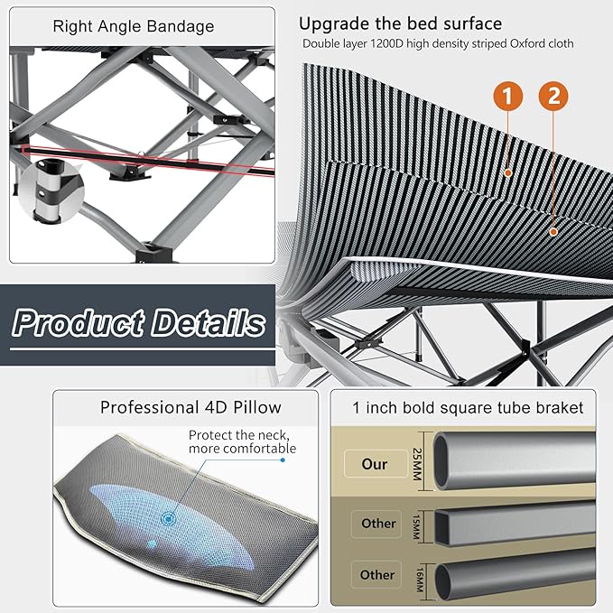 ABORON Camping Cot for Adults, Folding Sleeping Cot with Mattress, 500 lb Capacity Heavy Duty Outdoor Folding Sleeping Bed, Portable Cot Bed for Camping, Indoor Guest Use, Home & Travel