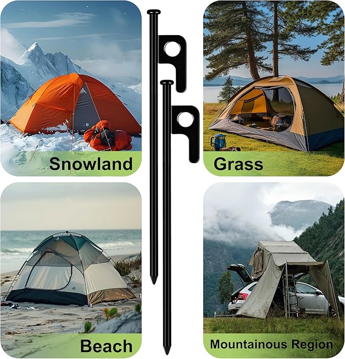 20 Pack Tent Stakes Heavy Duty Forged Steel Camping Stakes for Ground Outdoor Decorations Canopy