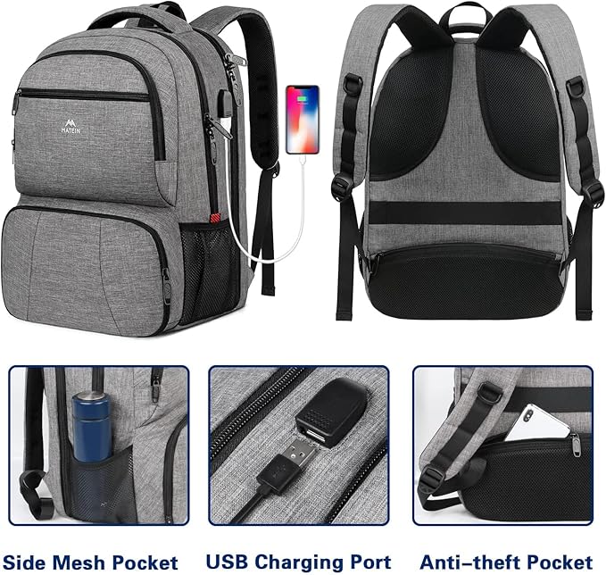 MATEIN Cooler Backpack, 26 Cans Insulated Lunch Backpack for Man Women, Leakproof Double Layer Coolers Bag. Lunch Backpack, 17 inch Insulated Cooler Backpack with USB Charging Port for Women Men