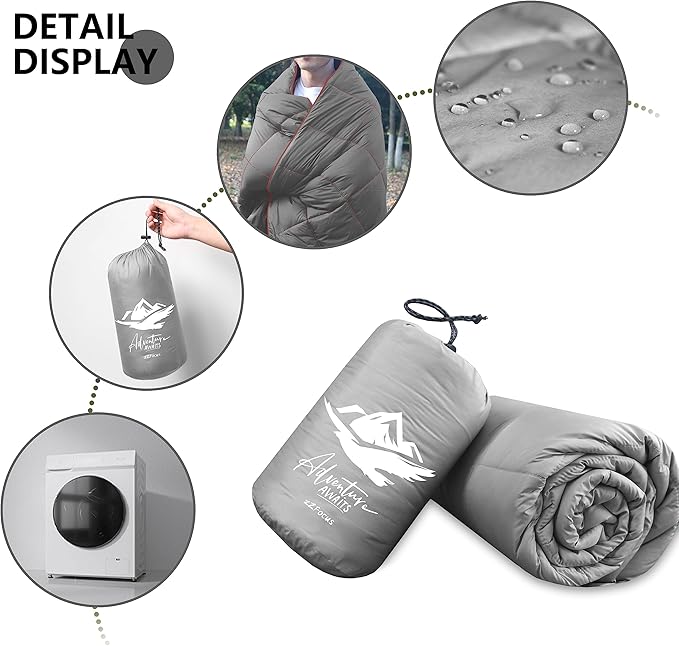 Camping Blanket,Lightweight Puffy Blanket Packable Down Alternative Throw Blanket Waterproof Windproof for Outdoors, Travel, Beach, Airplane, Hiking