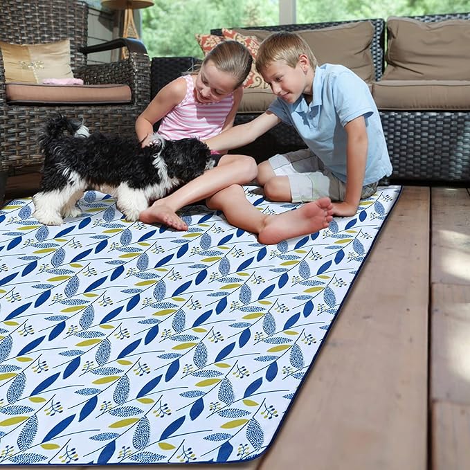 Beach Blanket Picnic Blanket Outdoor Mat Extra Large Waterproof Sand Proof Camping Blanket Lightweight Folding Portable Travel Blanket for Family Park Beach Grass, 79"x57"