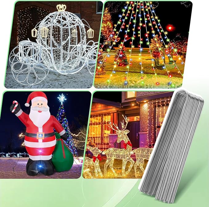 8 Gauge Landscape Staples, FUIJOL 12 Inch Heavy Duty U-Shaped Landscape Stakes, 25 Pack Galvanized Garden Staples for Weed Barrier Stakes, Ground Cover, Irrigation Tubing, Fence (25)