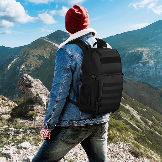 HUNTVP Tactical Backpack Military MOLLE Backpack Hunting Rucksack Gear Assault Pack 25L WR(Black)