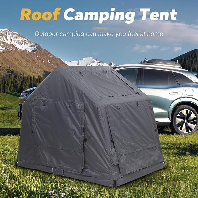 CDEN Inflatable Rooftop Tent, SUV Truck Bed Tent, 2-3 Person Pop-Up Car Roof Top Tent, Overland Tents, with Air Mattress, Ladder, Rainfly, Pump, for Camping, Outdoor, Travel