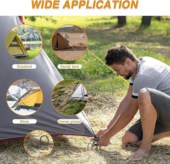 12 Inch Rebar Stakes Heavy Duty, 10 Pack Garden Stake U-Hook, Electrostatic Rust Proof Metal Stakes for Tent, Landscape,Outdoor Decorations, Fabric Ground Cover, Tube Fixing (Black, U-12in-10pc)