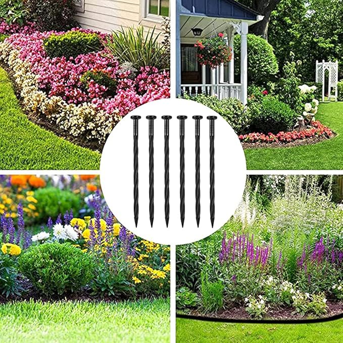 Plastic Landscape Anchoring Spikes 25 Pcs 8 Inch Nylon Spiral Landscape Spikes for Yard, Garden Lawn, Weed Barriers, Artificial Turf, Tent