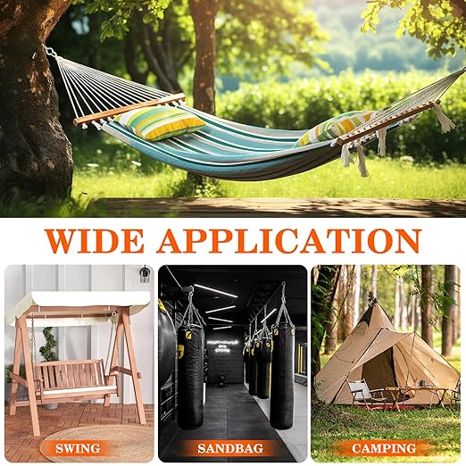 2Pcs Self Tapping Eyelet Screw Eye Bolt,6 Inch Heavy Duty Screw Eyes Hooks ,M10 Wooden Large Screw Eye Hook,Load Capacity 800 Lbs for Hammock ,Yoga,Heavy Indoor Outdoor Uses (2, M10-6 INCH)