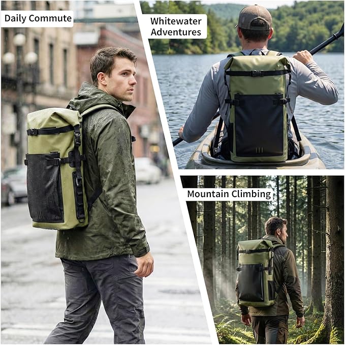 Waterproof Dry Bag,Heavy Duty Hiking Backpack Roll-Top Closure Bag for Kayaking, Hiking, Camping, Boating- Men/Women 