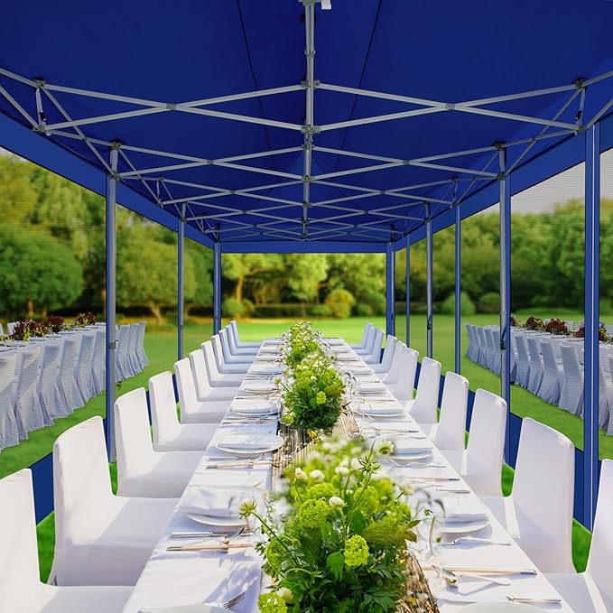 COBIZI 10x30 Canopy Tent, Heavy Duty Pop up Canopy with Sidewalls, Waterproof Easy Setup Canopy with Mosquito Netting, Outdoor Instant Screen Tents for Parties, Wedding with Roller Bag, Dark Blue