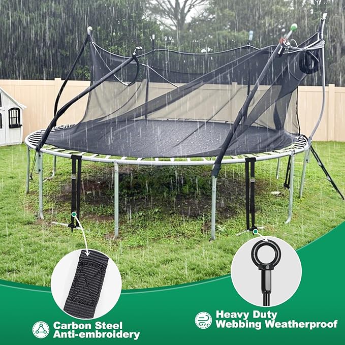 Trampoline Stakes High Wind Heavy Duty Kit, 4/6/8 Pack 18" Trampoline Anchors Ground Anchors Screw in with Adjustable Tie-Down Straps for RV Awning Swing Set Canopy Tent Stakes