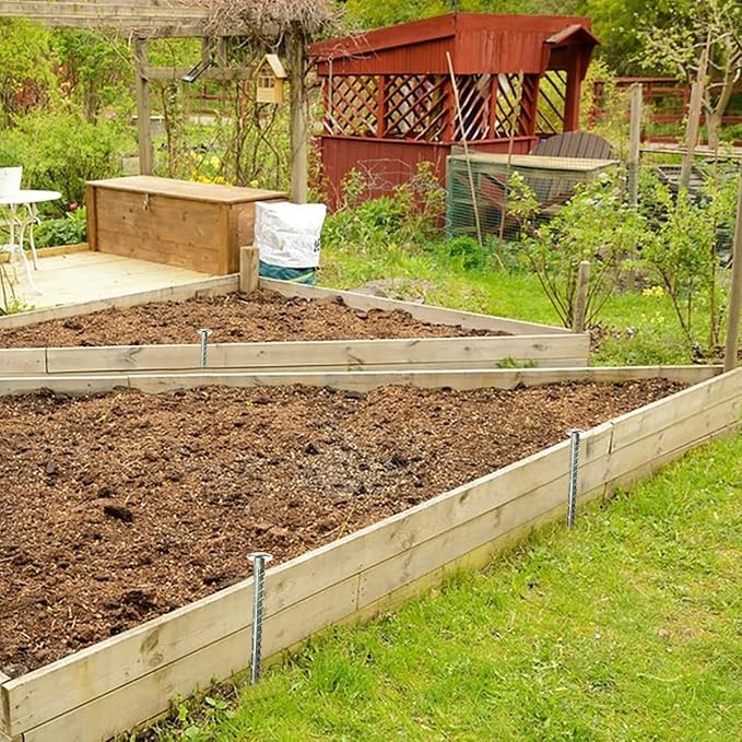 16 Inch Rebar Stakes 14 Pack - 0.5 Inch Diameter Threaded Galvanized Steel Ground Anchors - Heavy Duty Plant Support Garden Stake for Speed Bump, Wheel Stop, Tent Stakes