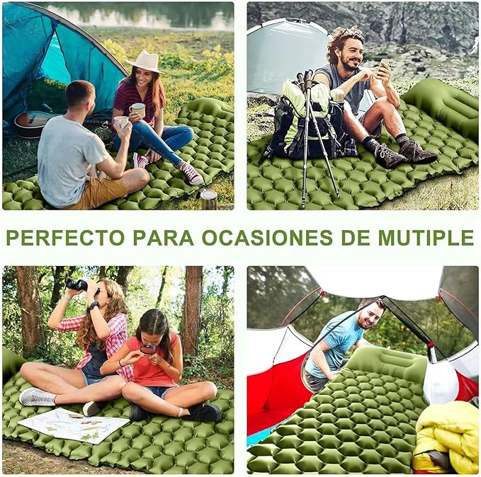 Self-Inflating Sleeping Pad for Camping with Built-in Foot Pump & Pillow - Inflatable Camping Mat, Ultralight Air Mattress for Backpacking, Hiking, Travel, Tent, Beach